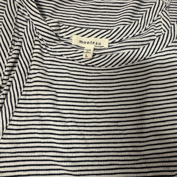 Monteau Gray Striped Maxi Dress Size L - Picture 2 of 5